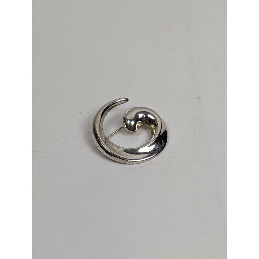 CNA 925 Sterling Silver Thailand Vintage Modernist Swirl Brooch Pin